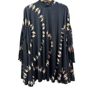 ISSA LONDON Womens Size 6 100% Silk Geometric Print High Neck Kimono Top Black
